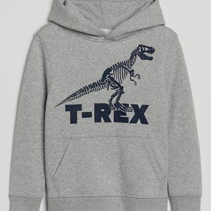 GAP Graphic Light Grey Heather T-Rex Hoodie, XL - NWT